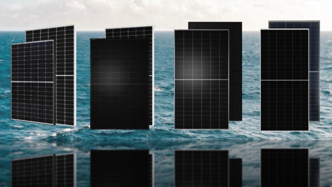 EverRay N-type TOPCon and HJT dual glass solar module family over the sea