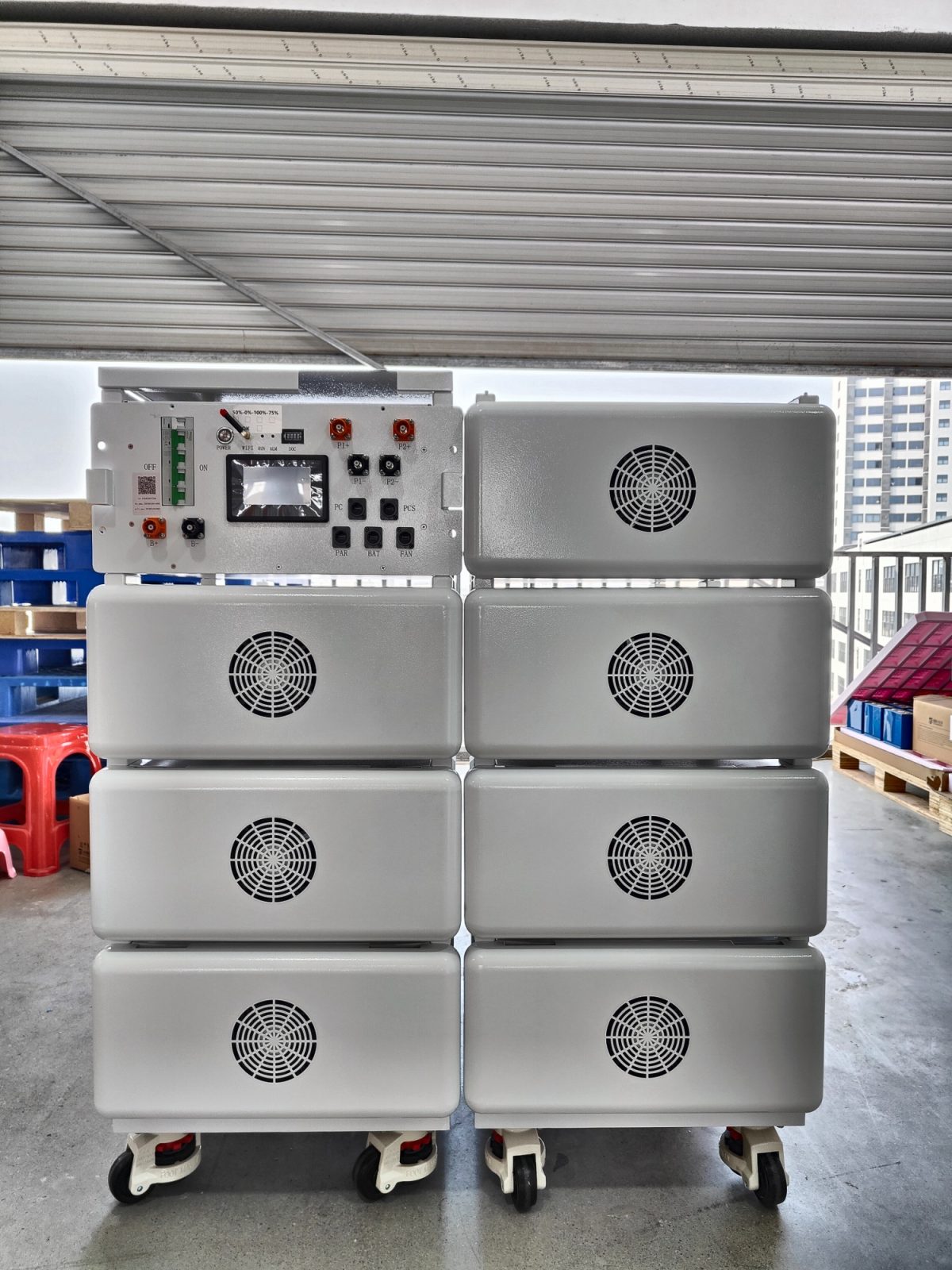 LiFePO4 battery range 12.8V 25.6V 51.2V wall mounted and stackable models