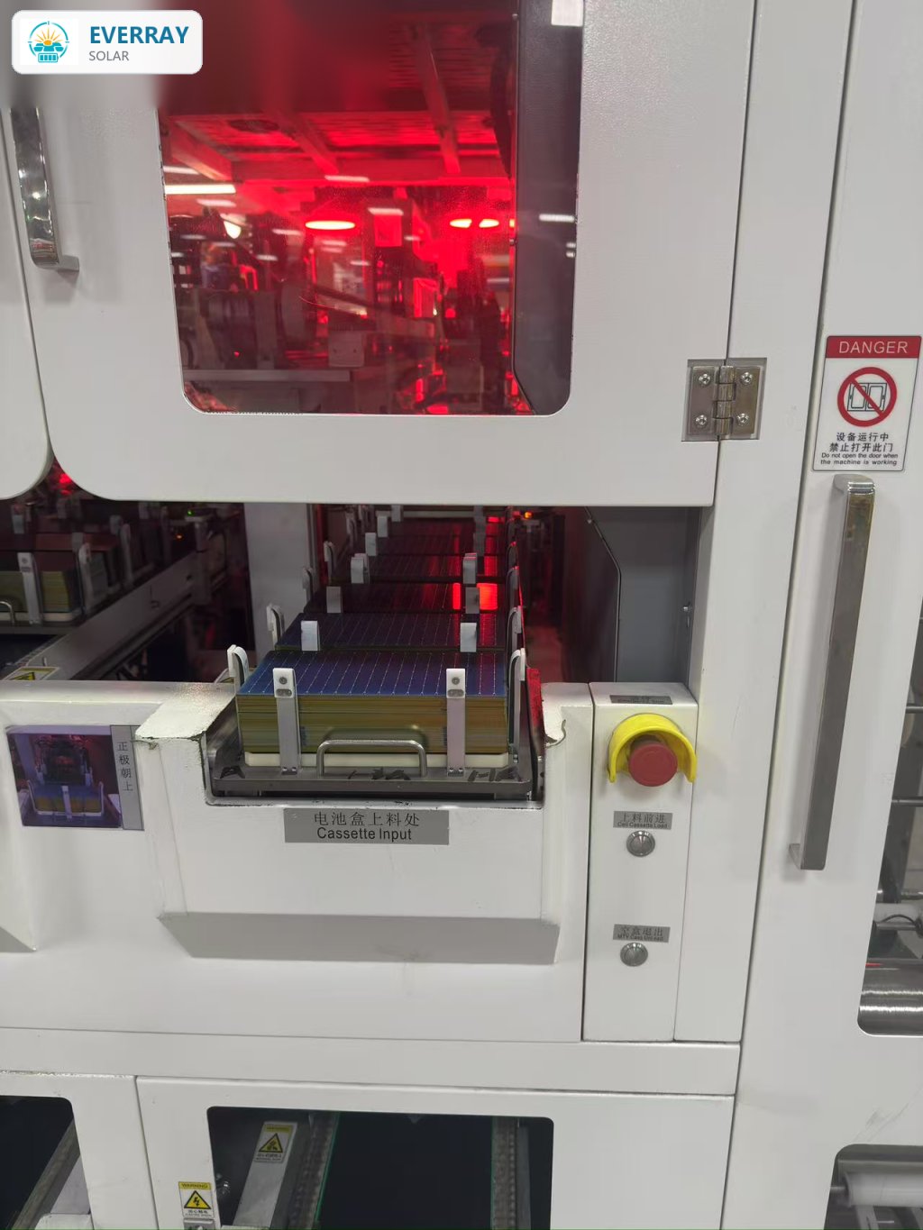 Solar cell laser cutting machine on a PV module production line
