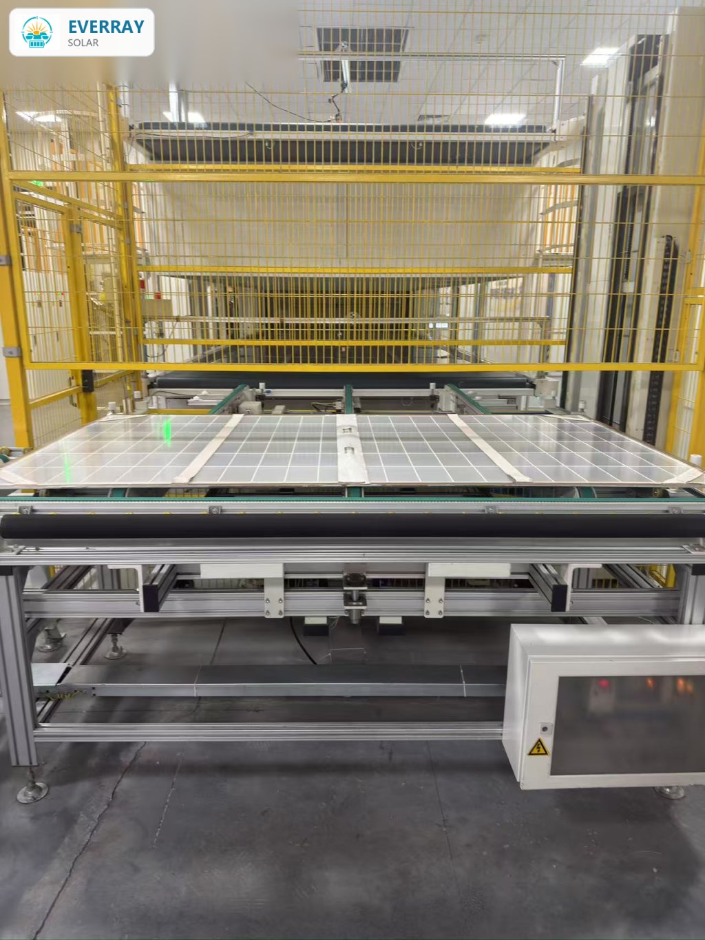 Solar module lamination line with automated handling at an audited partner factory