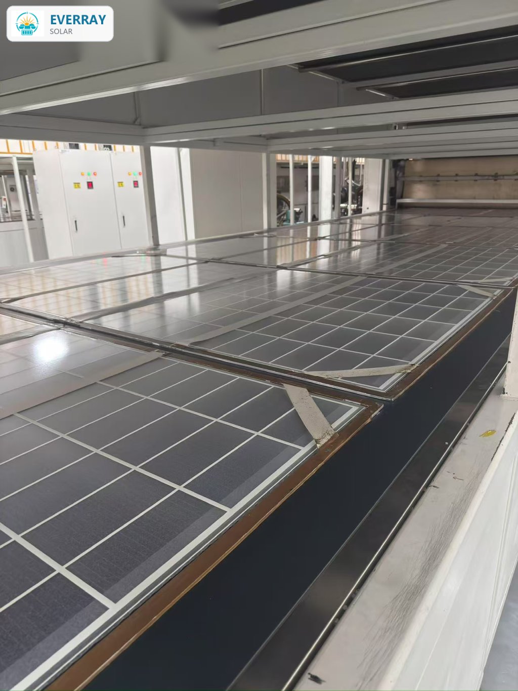 Solar module laminator curing EVA encapsulant