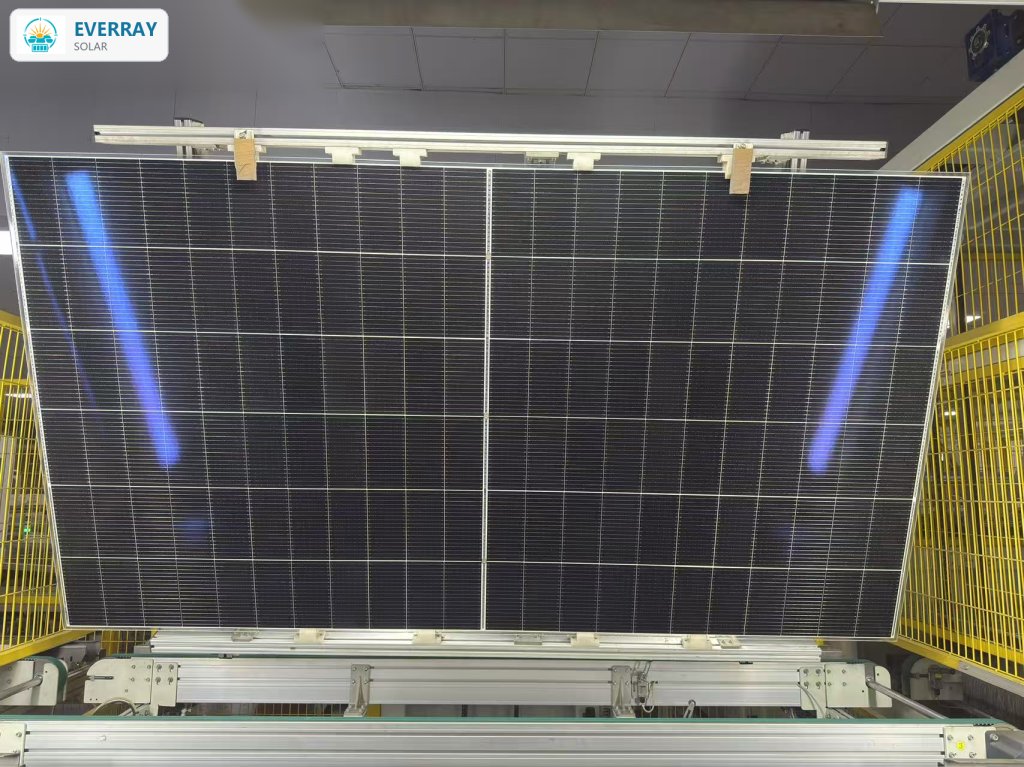 Inline EL inspection of solar modules on a production line